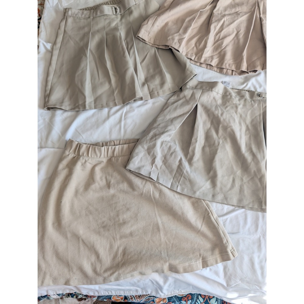 Lot of 4 Girls Khaki School Uniform Skorts Size 14 Cat & Jack Wonder Nation
